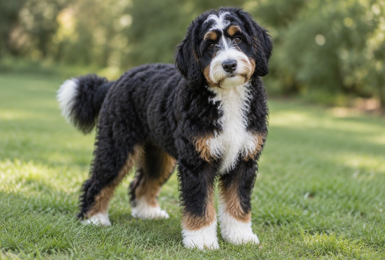 Bernedoodle dog portrait