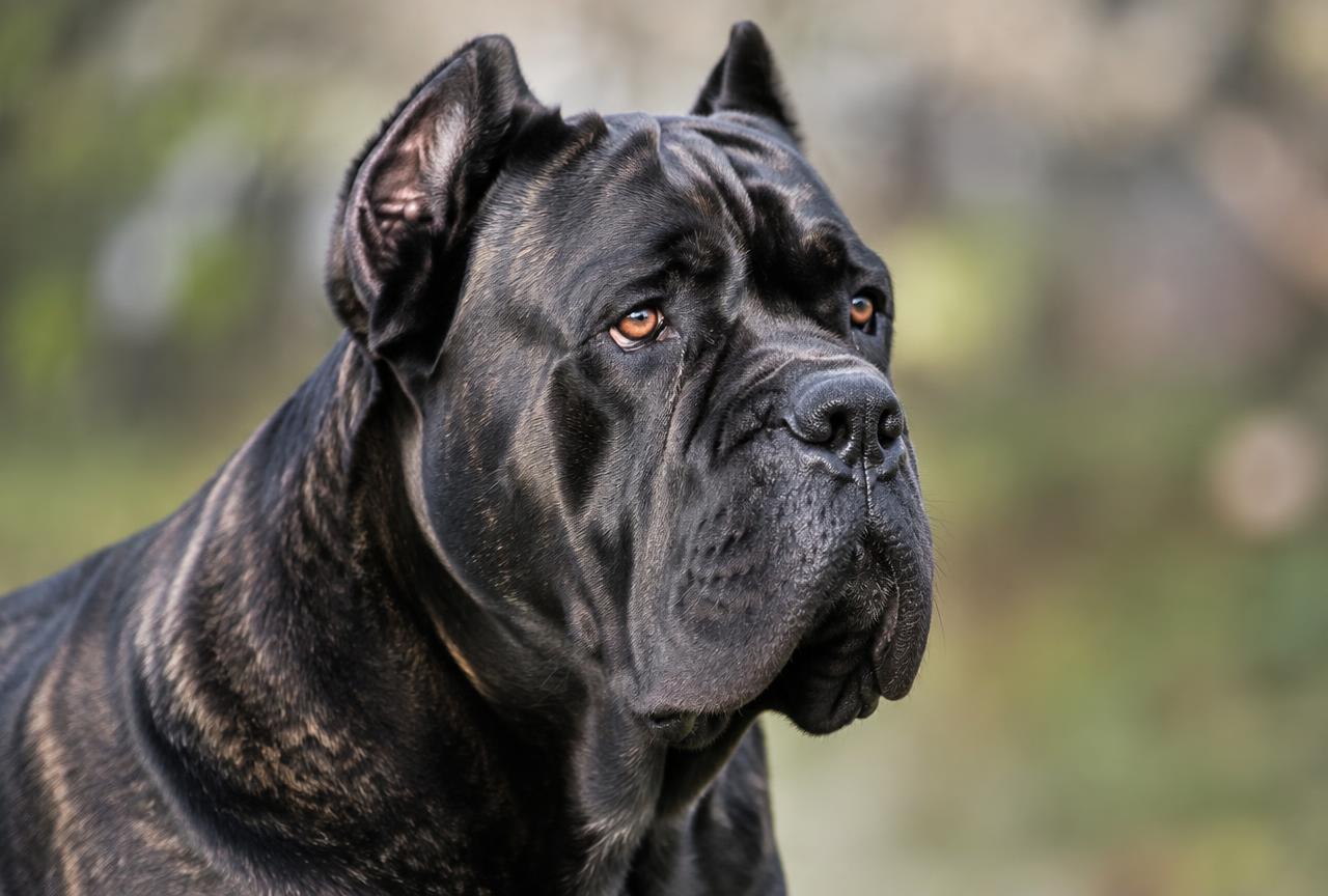 Close up of a Cane Corso's short, dense coat