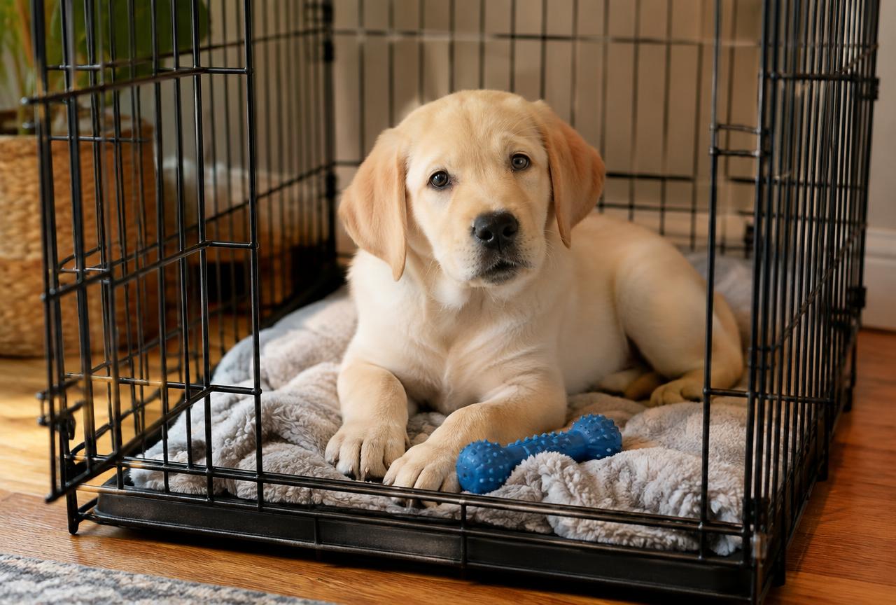 Cover photo for the article Crate Training a Puppy: A 14-Day Plan