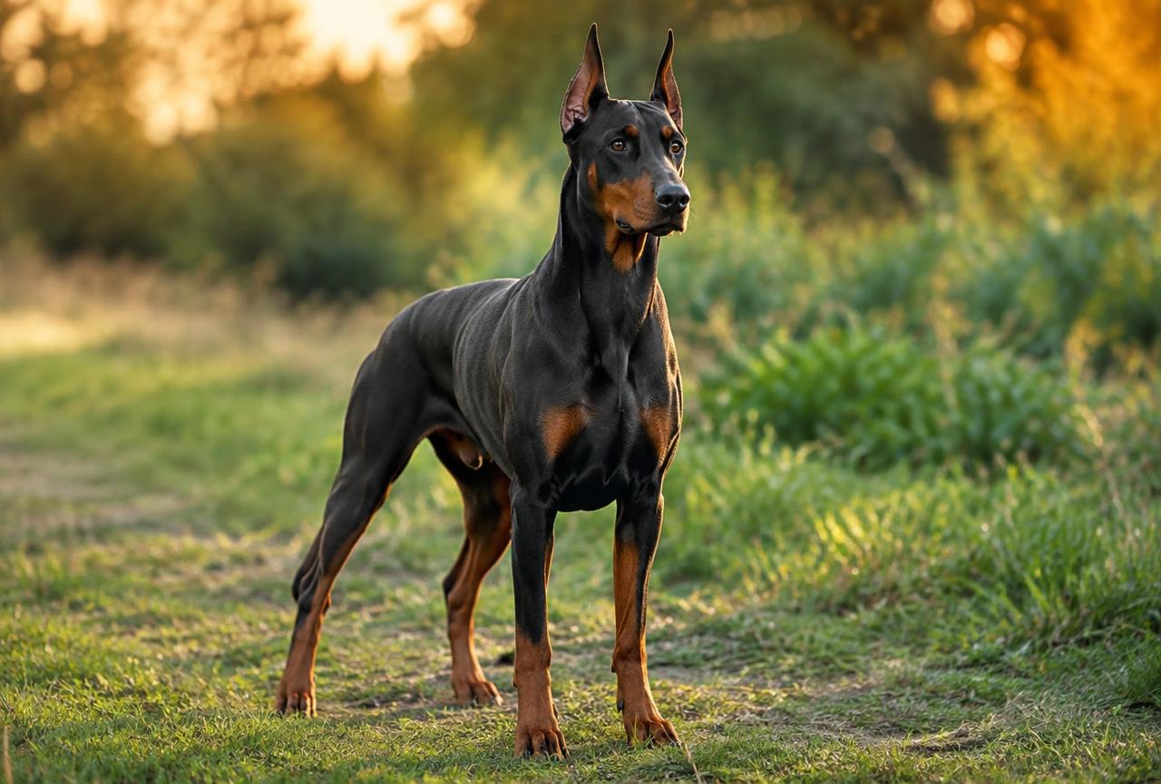 Dobermann dog portrait