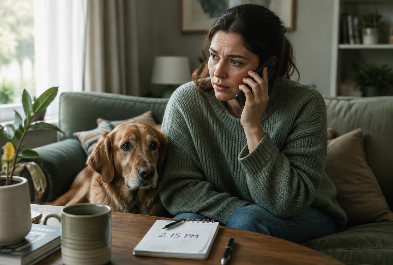 Calling the vet after a dog has eaten something toxic