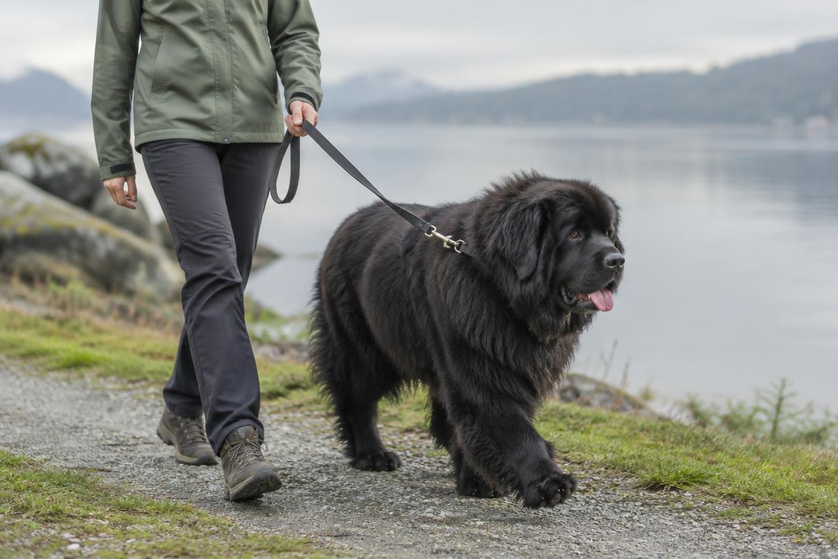 A Newfoundland swimming in open water