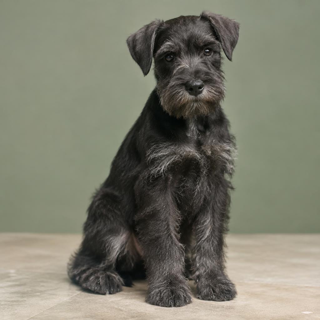 A pepper-and-salt Standard Schnauzer puppy