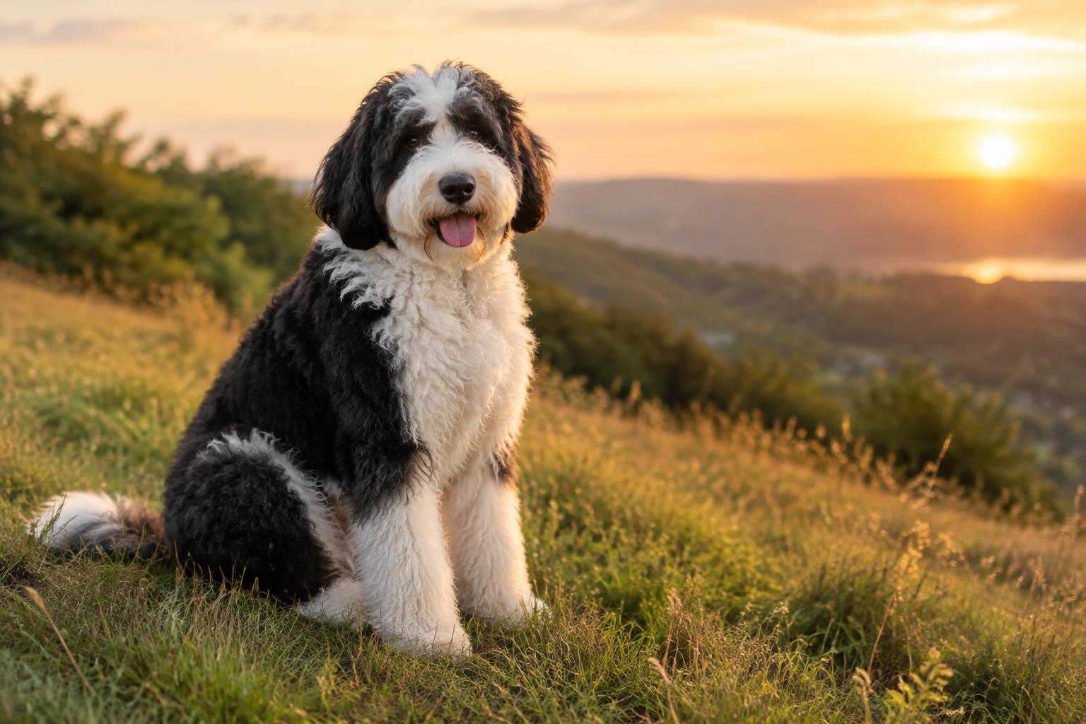 Sheepadoodle dog portrait
